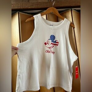 Old Navy X Disney (Size 3X) Ribbed White Tank Mickey Patriotic Festival USA